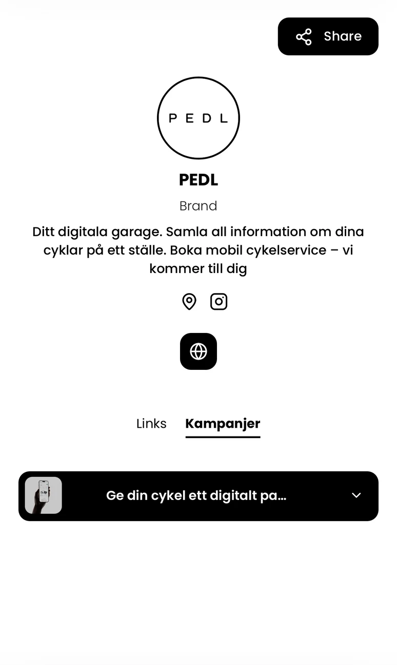 BOOSTIFIED – Bezahlter Profilbildschirm mit Links und Kampagnen